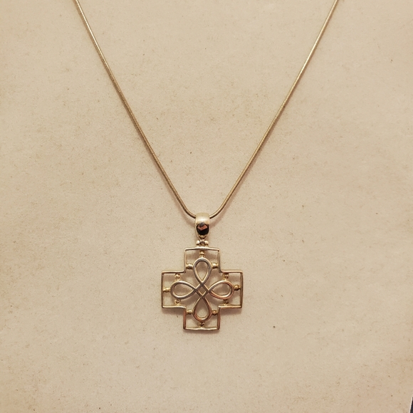 Sterling Open Filigree Cross Necklace ATI - Picture 5 of 15